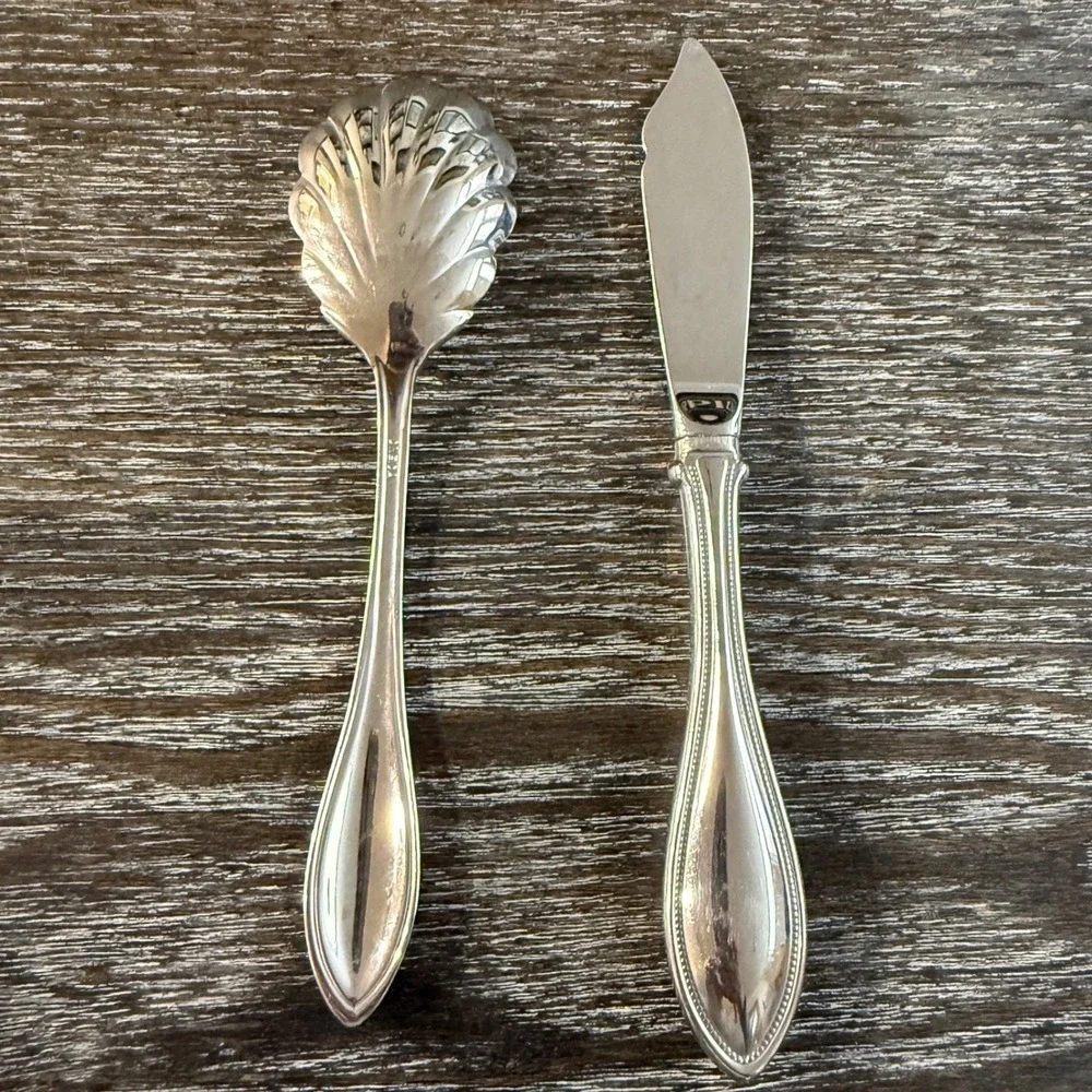 Oneida Arbor American Harmony Stainless Sugar‎ Spoon Butter Knife Set Flatware